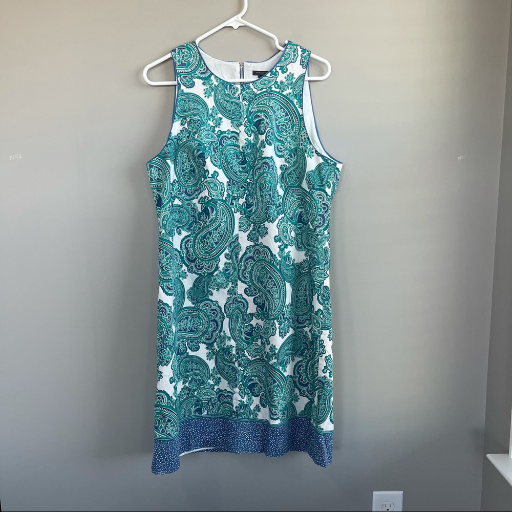 Ann Taylor Blue/Green Sleeveless Paisley Dress 14